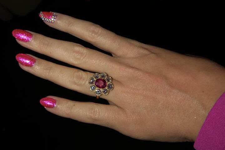 Katy Perry ruby and diamond flower ring