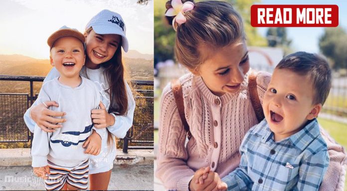 Karolina Protsenko with little Brother Leo Protsenko