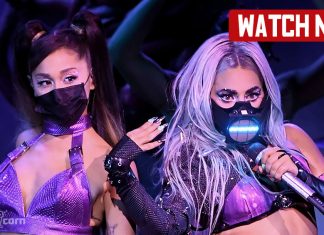 Lady Gaga wears lightning masks at the VMAs 2020 with Ariana Grande Lady Gaga Ariana Grande VMAs 2020