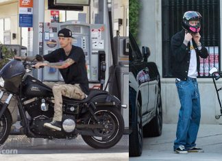 Machine Gun Kelly enjoys a bike ride after dinner at Nobu Malibu Machine Gun Kelly on the bike with his friends at Nobu Malibu
