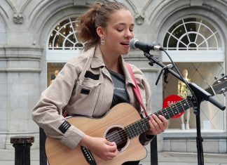 Allie Sherlock’s busker singing for ‘One and Only’ by Adele