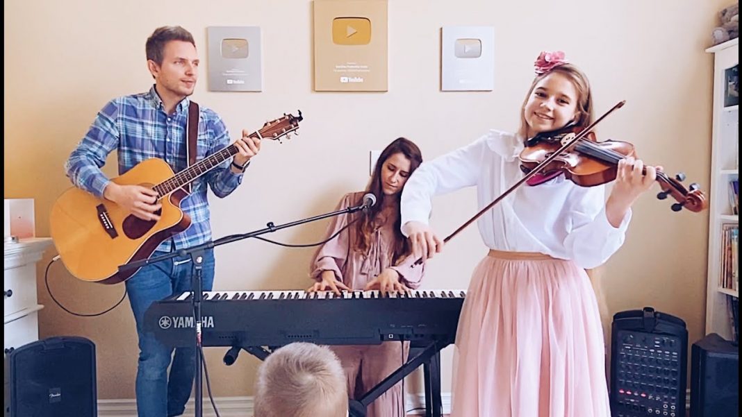 Karolina practices violin in the morning