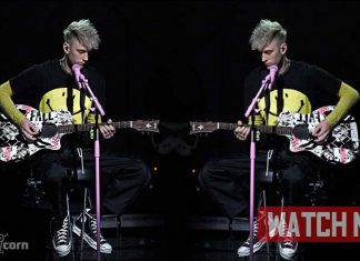 Machine Gun Kelly falls off stage at SNL: Sweeps Megan Fox Machine Gun Kelly falls off stage at SNL