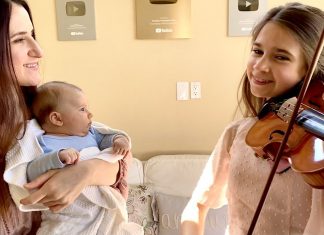 Playing Hallelujah – cover of Daughter and Mom for new born baby bro Playing Hallelujah cover by Karolina Protsenko and Mom
