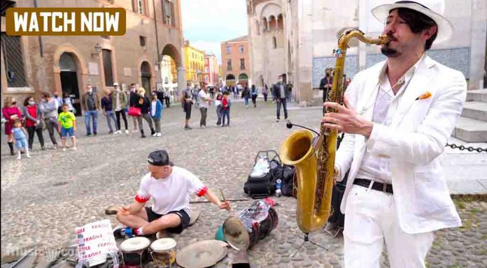 BLUE (Da Ba Dee) [ft. Damat Drummer] STREET SAX PERFORMANCE