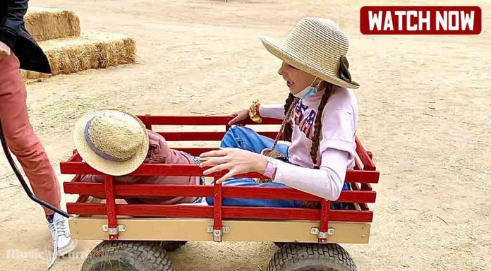 Dad is racing a farm wagon with Karolina Protsenko and Leo