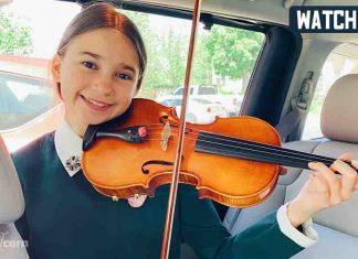 Karolina Playing violin on her knees in the car Karolina Playing violin on her knees in the car
