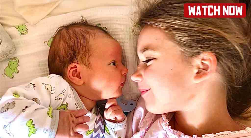 Karolina Protsenko With Newborn baby brother Leo