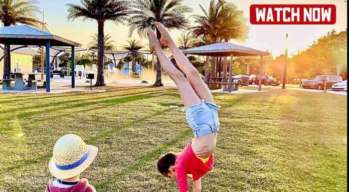 Karolina and brother Leo Having fun with gymnastic