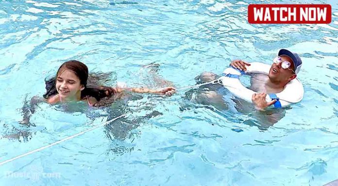 Karolina and her brother Leo Having Fun With Daddy in Pool