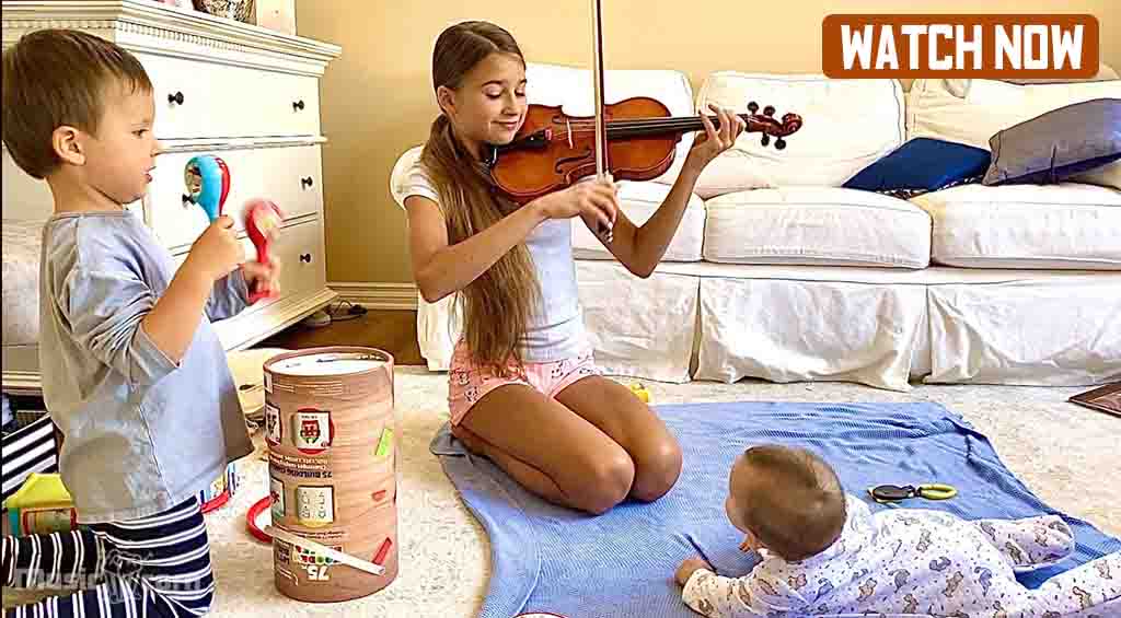 Karolina and Elder Brother Playing Music for her Baby Brother