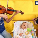 Karolina and brother Leo Playing Music For 5 Months Old Baby Karolina and brother Leo Playing Music