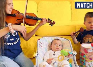 Karolina and brother Leo Playing Music For 5 Months Old Baby Karolina and brother Leo Playing Music