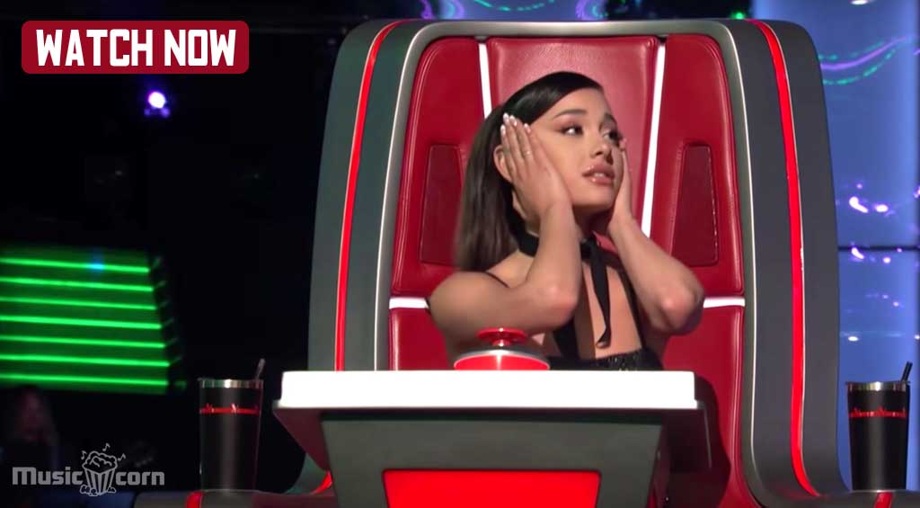 Ariana Grande gets emotional at The Voice