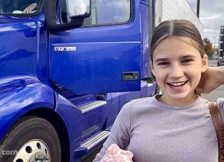 Karolina Protsenko driving with her grandpa in a huge truck – First time Karolina Protsenko driving with her grandpa