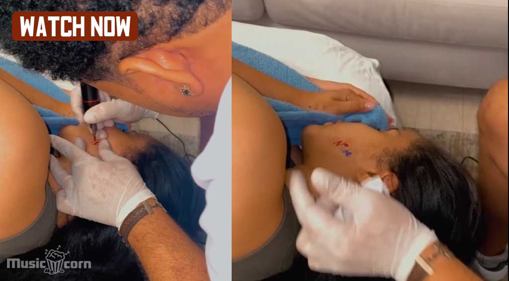 Cardi B inked her face with a mysterious tattoo