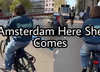 Cycling in Amsterdam – Allie Sherlock on her way to perform Cycling in Amsterdam - Allie Sherlock on her way to perform